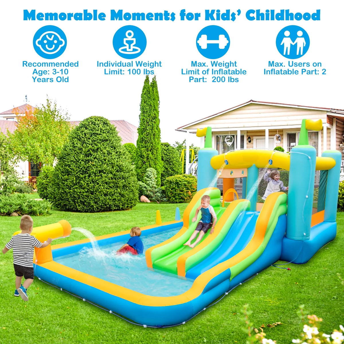 Inflatable Water Slide Park with Double Slides Splash Pool S603
