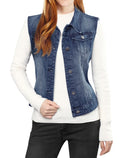Dark Blue Denim Sleeveless Vest Jacket XL N658952