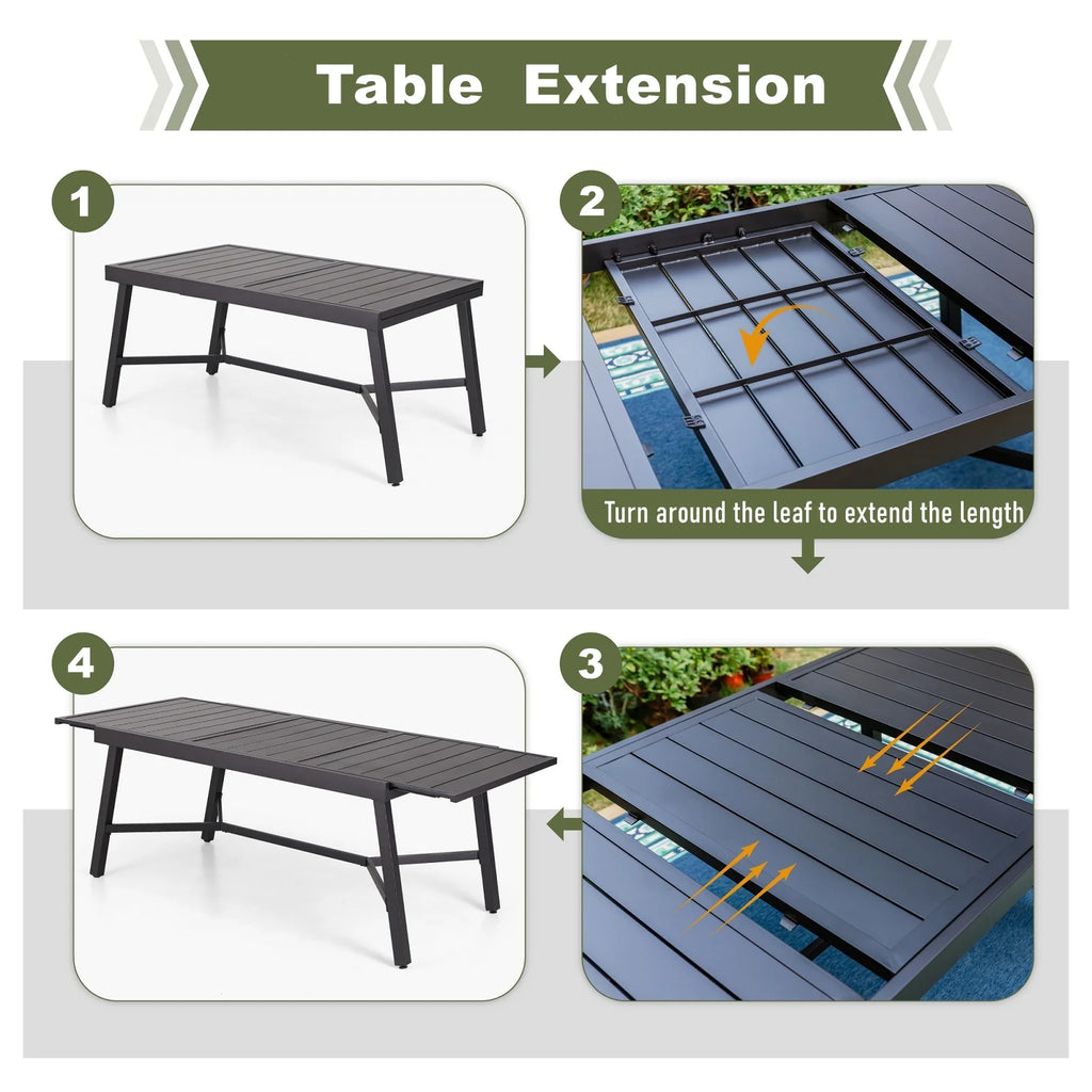 Black Expandable Metal Dining Table O299266