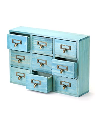 Blue Wooden 9 Drawer Desk Drawer Organizer M75681