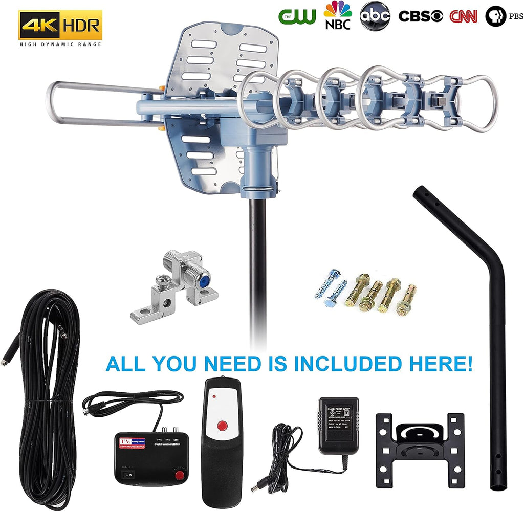 Digital Outdoor TV Antenna with Mount Pole 4K 1080p 150 Miles Range G813958