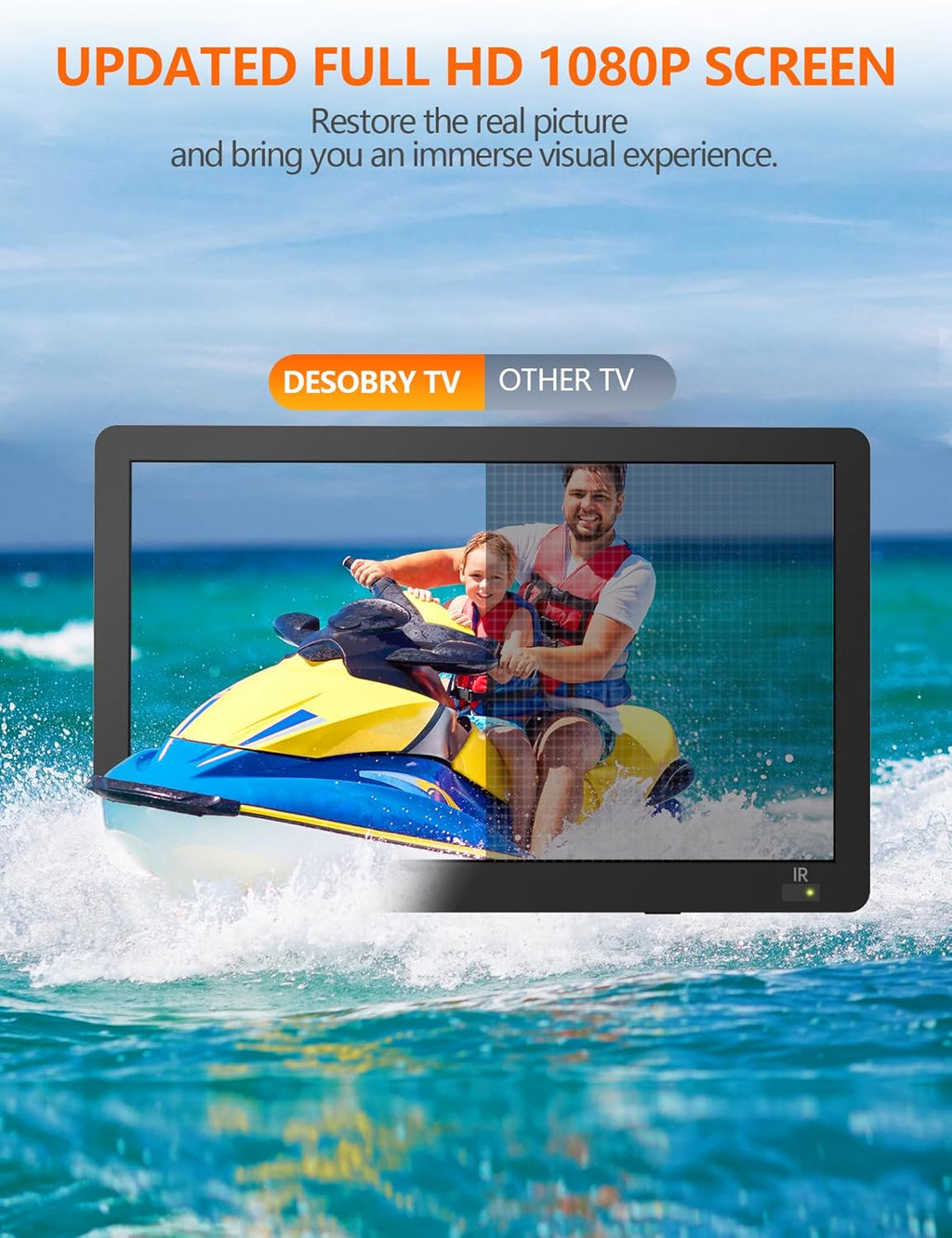 14.2" Portable Mini TV LCD Monitor 1080P with Digital ATSC Tuner K480402
