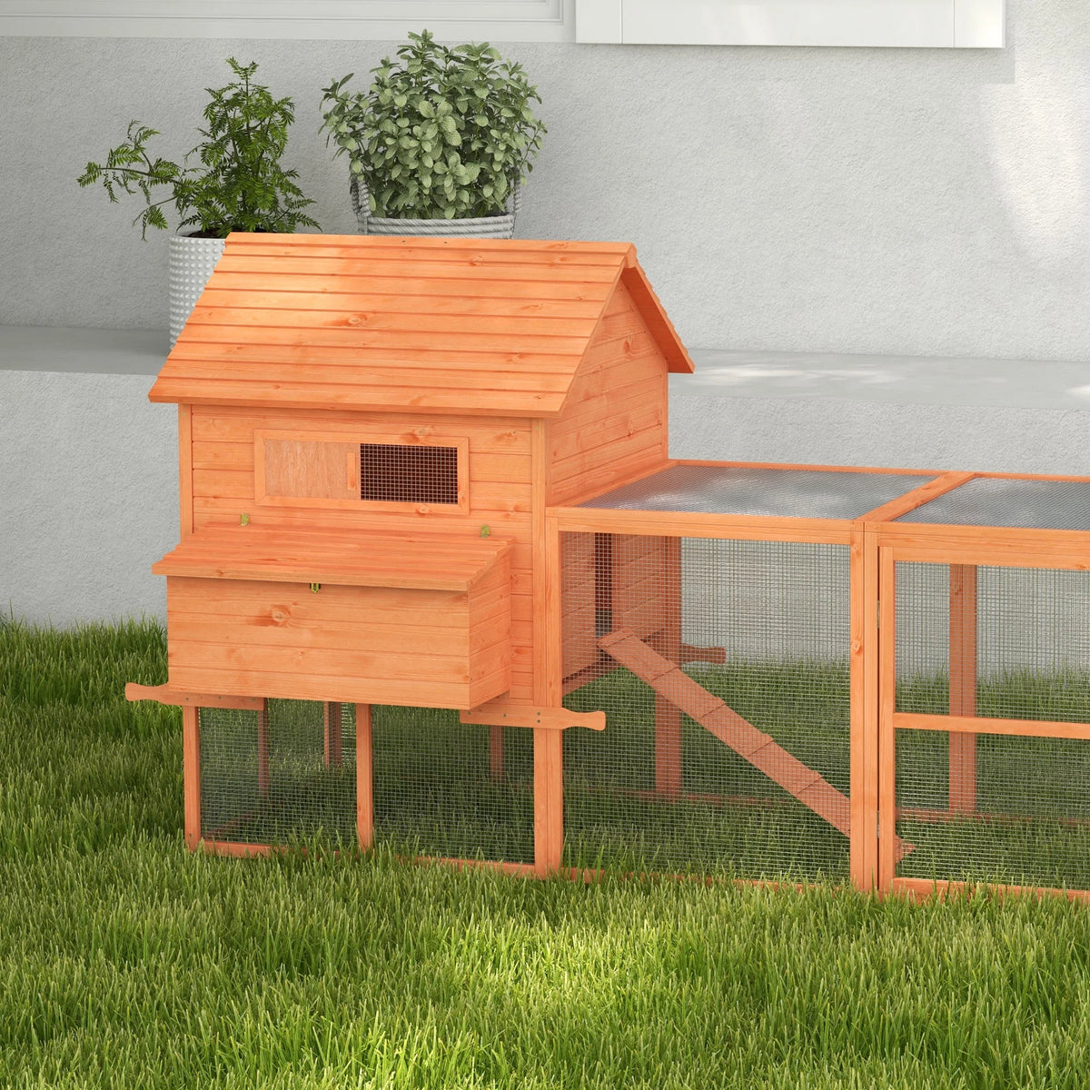 145" Wooden Chicken Coop with Run U1608
