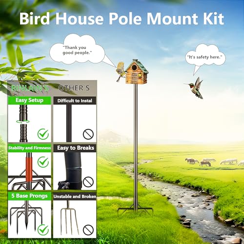 79 Inch Heavy Duty Bird Feeder Pole Kit with 5 Base Prongs Z5897
