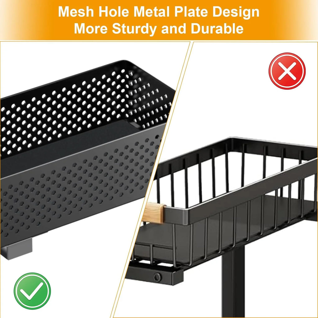 2 PACK 5 Height Adjustable 2 Tiers Pull Out Drawer Shelves Metal Slide Tray Organizer D989960