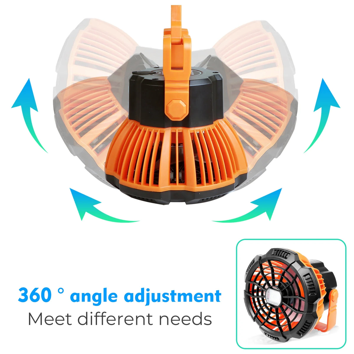 Camping Tent Fan with LED Lantern, Rechargeable 5200mAh Hanging Fan O457