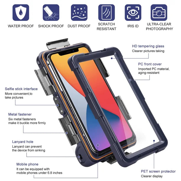 Waterproof Protective Case for Phones Up to 6.9 Inch with Lanyard T2896