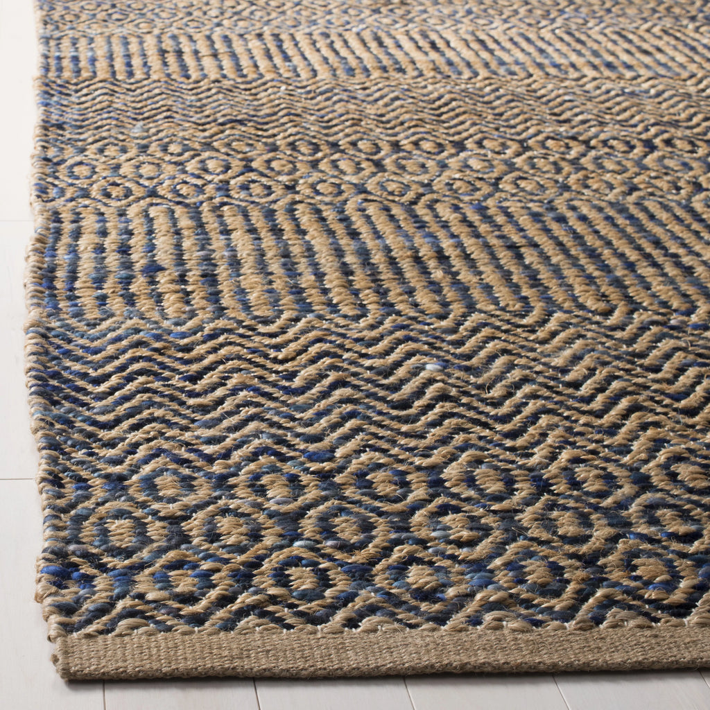 Navy Natural Abstract Geometric Area Rug A763