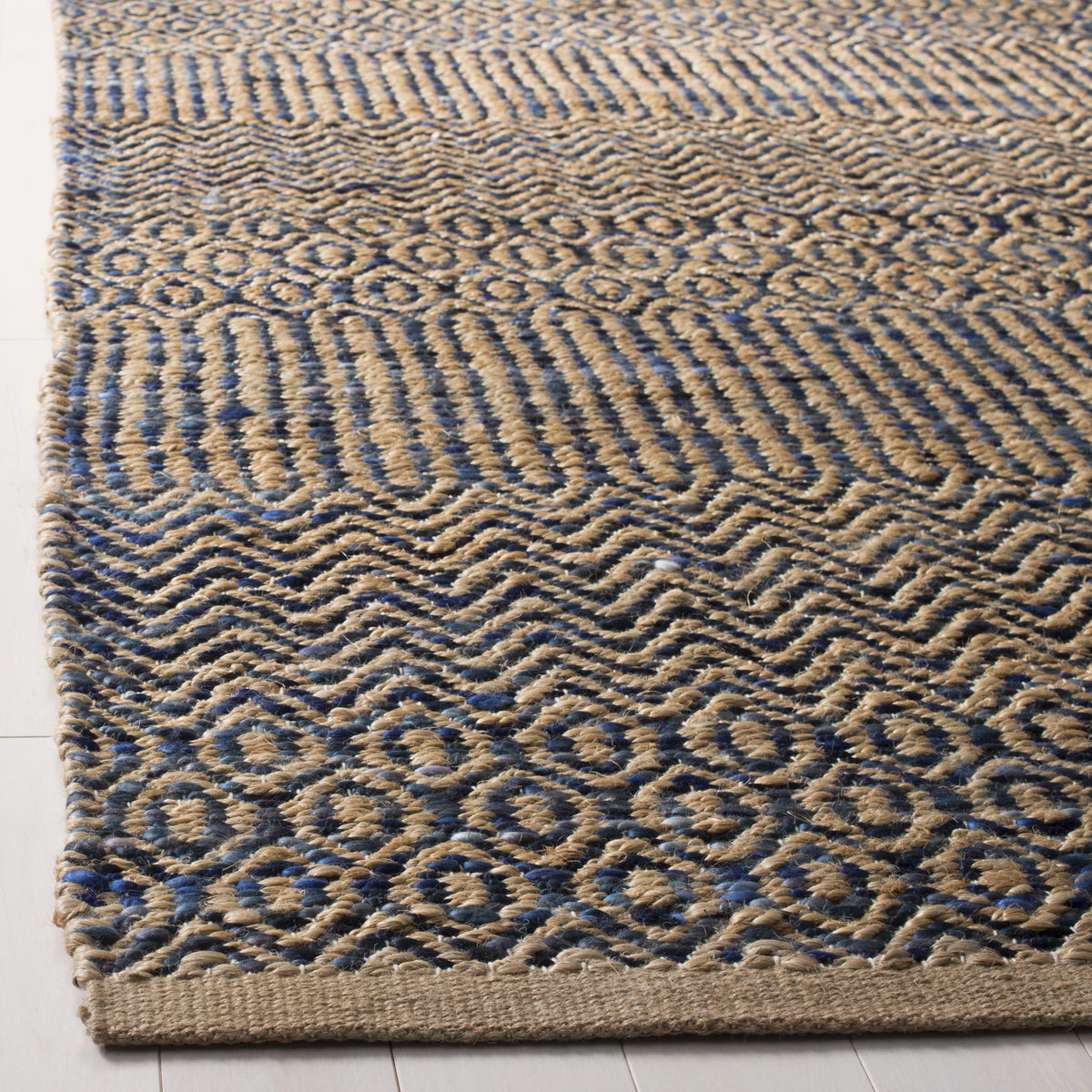 Navy Natural Abstract Geometric Area Rug A763