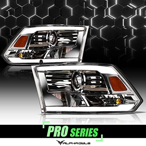 Black Amber Crystal Headlights With LED Light Bar Q515