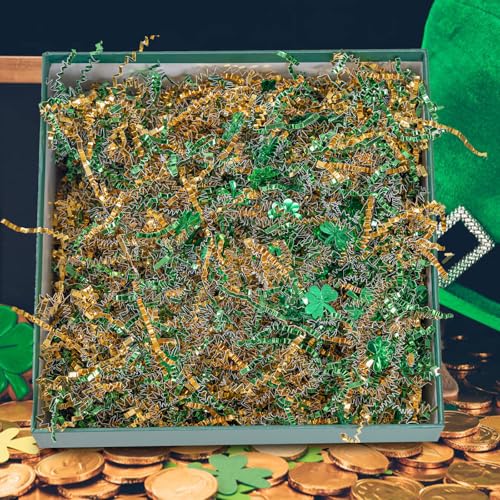 8.8oz Christmas Metallic Red Green Paper Shred T62852