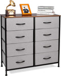 Dark Gray 8 Drawer Fabric Dresser with Wooden Top T28459