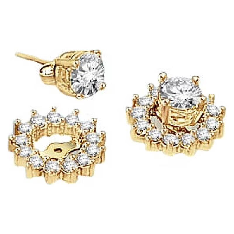 Vermeil Earring Jackets with Simulated Round Brilliant Diamonds K3847