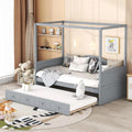 Gray Wooden Canopy Bed with Trundle U187