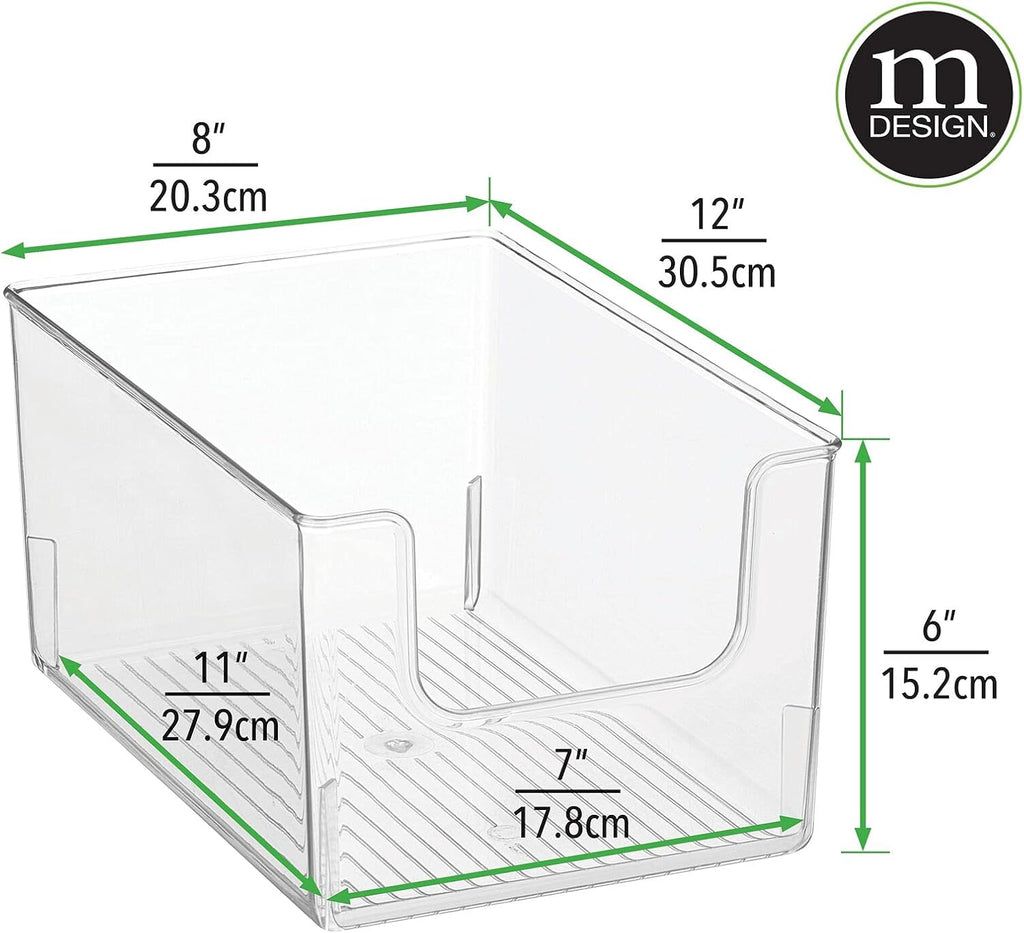 Clear Stackable Plastic Open Front Storage Organizer Bin Basket 4 Pack D12822