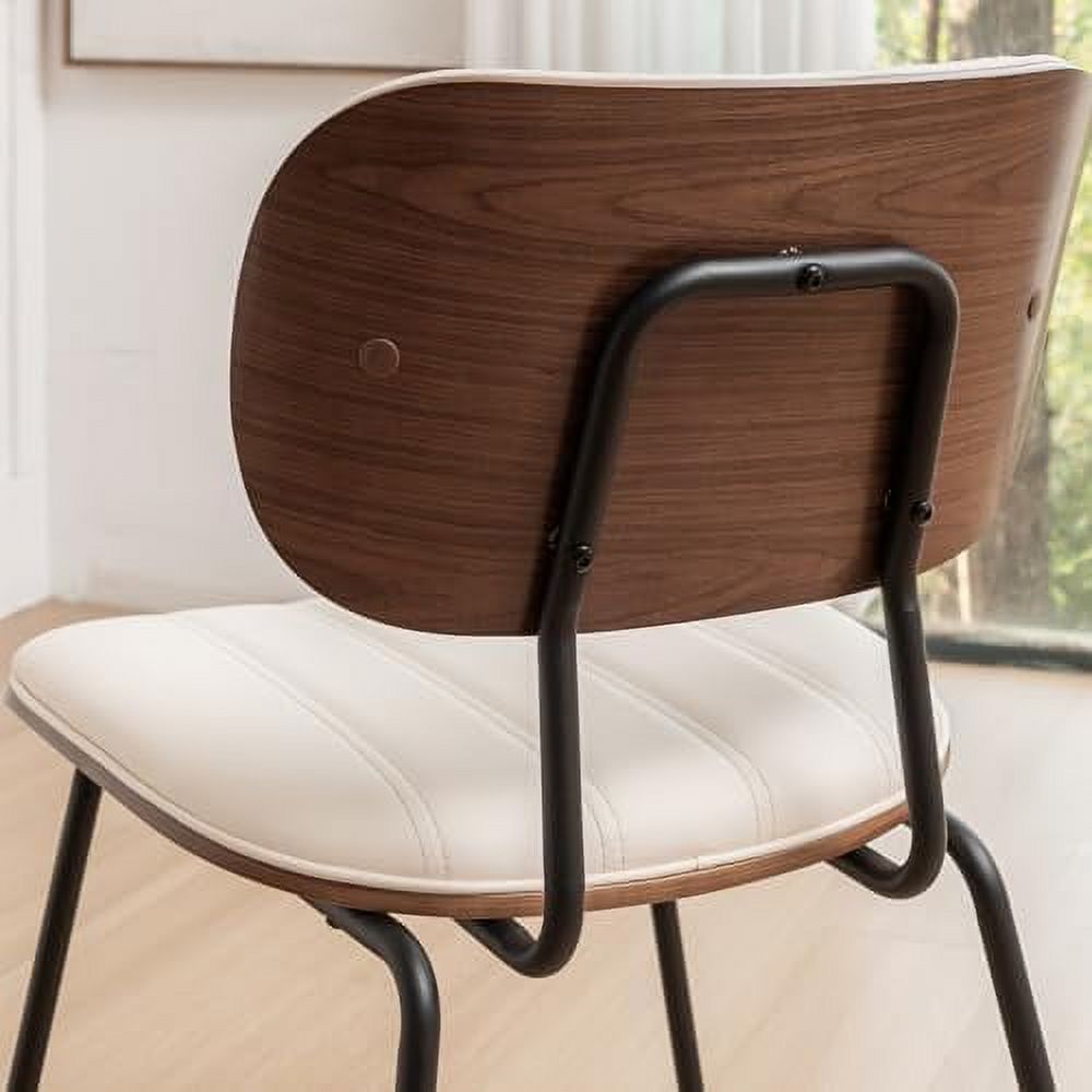Faux Leather Walnut Dining Chairs with Ergonomic Backrest Upholstered Seat Y9767