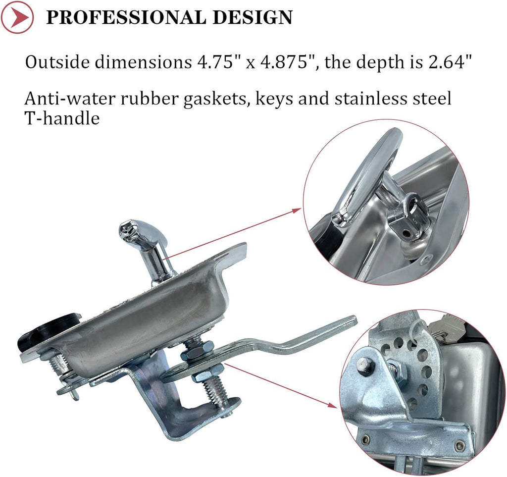 2 Pcs Stainless Steel Tool Box Latch T Handle Latches with Lock Q44389