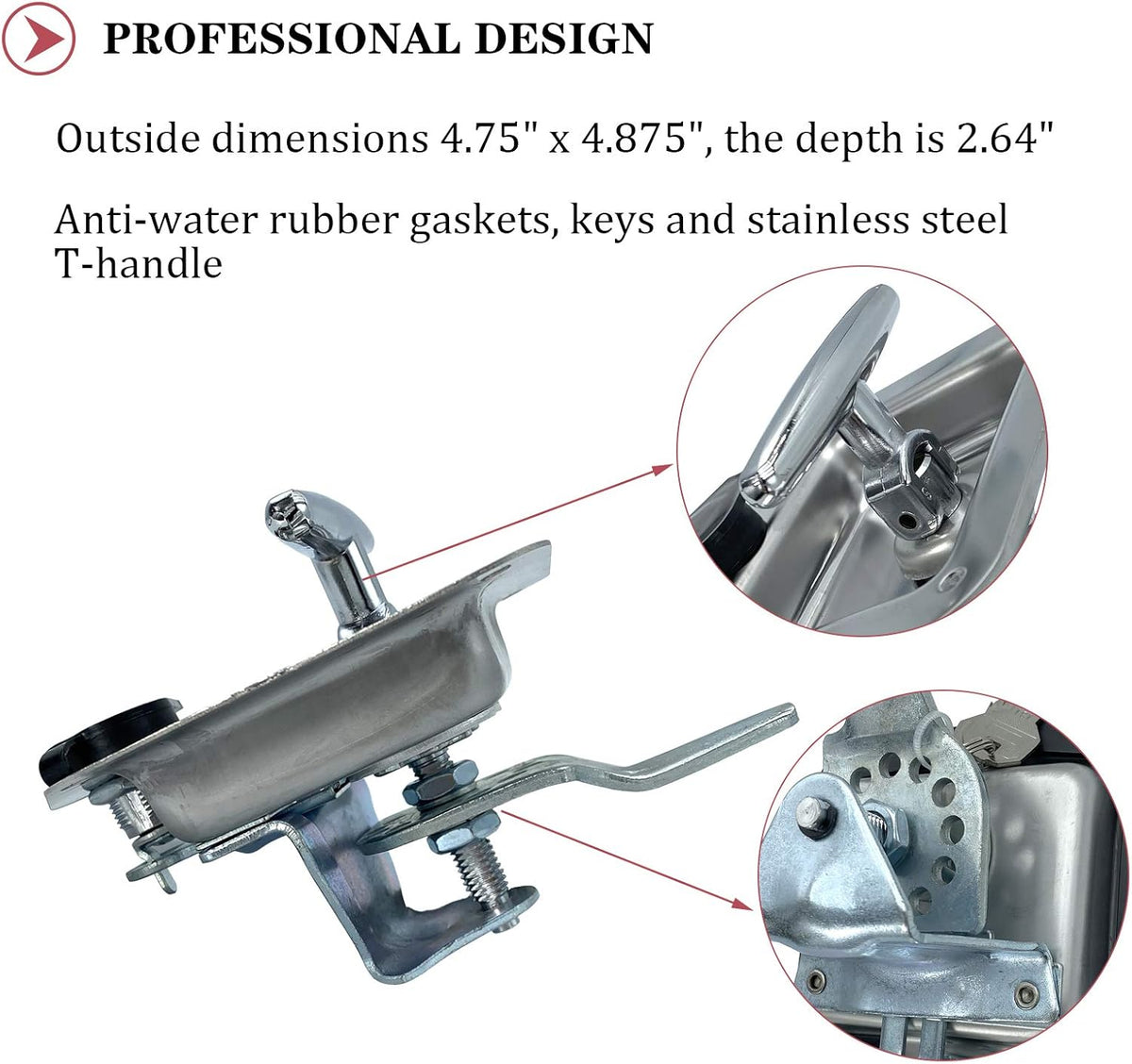 2 Pcs Stainless Steel Tool Box Latch T Handle Latches with Lock Q44389