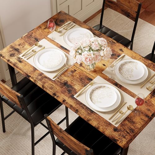 Grey Wood Dining Table Set for 4 T105941