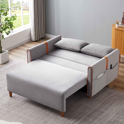 Black Velvet Convertible Sofa Bed with Storage P495