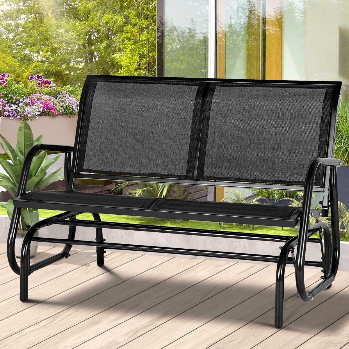 2-Person Outdoor Glider Bench Black P54653