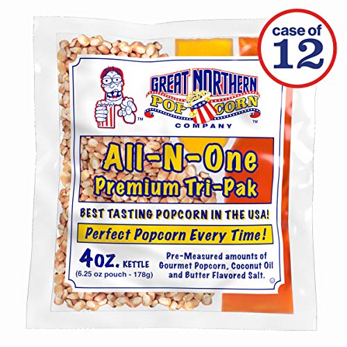 Case of 12 Popcorn Packs with 6-Ounces Pre-Measured Kernels, Salt, and Oil Packets I227