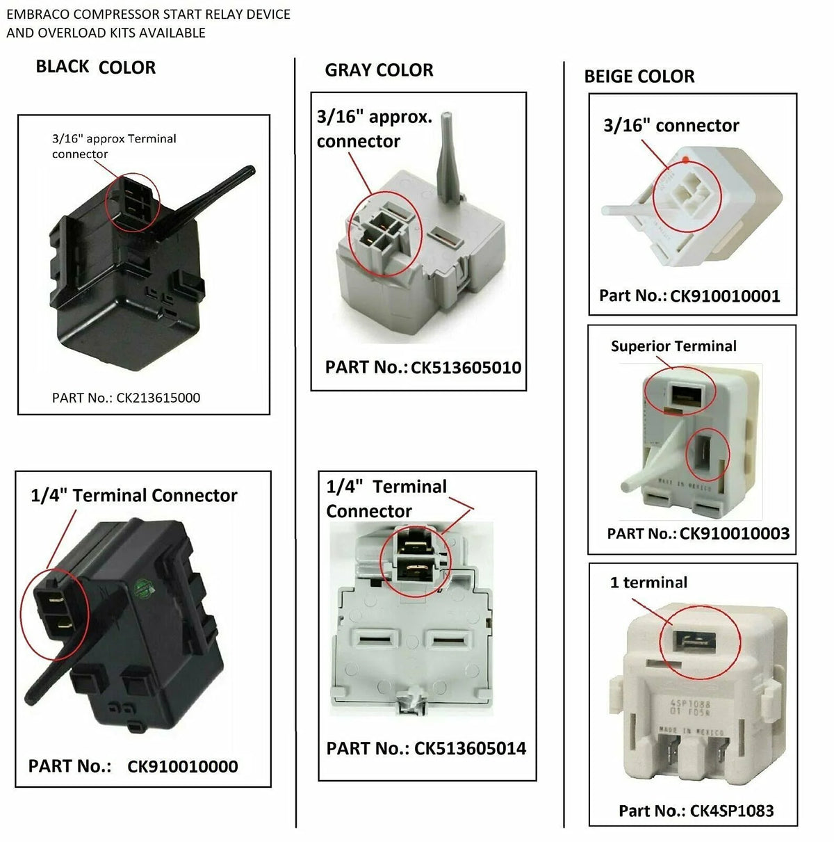 Compressor Start Relay 1/4 Terminal S342673