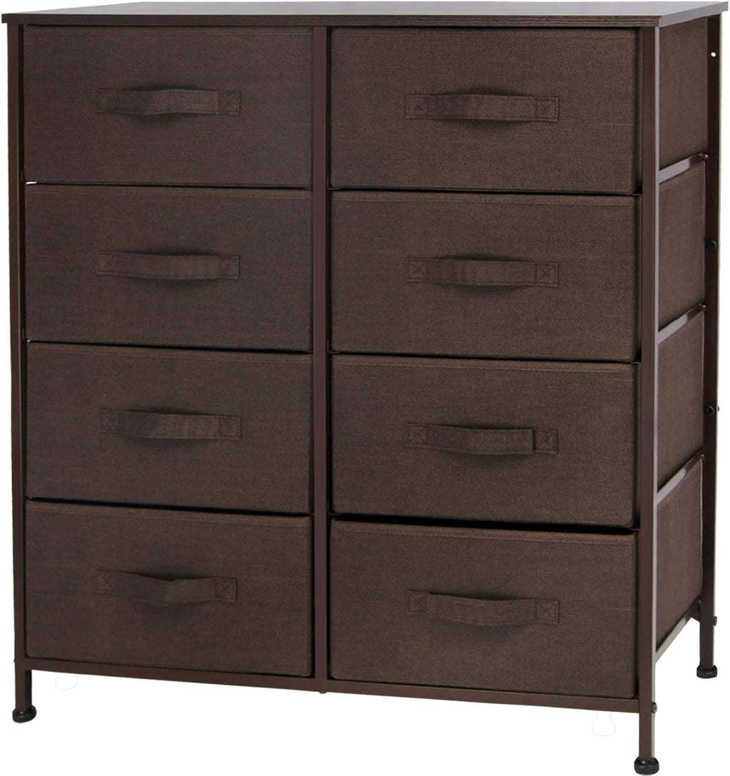 Dark Gray 8 Drawer Fabric Dresser with Wooden Top T28459
