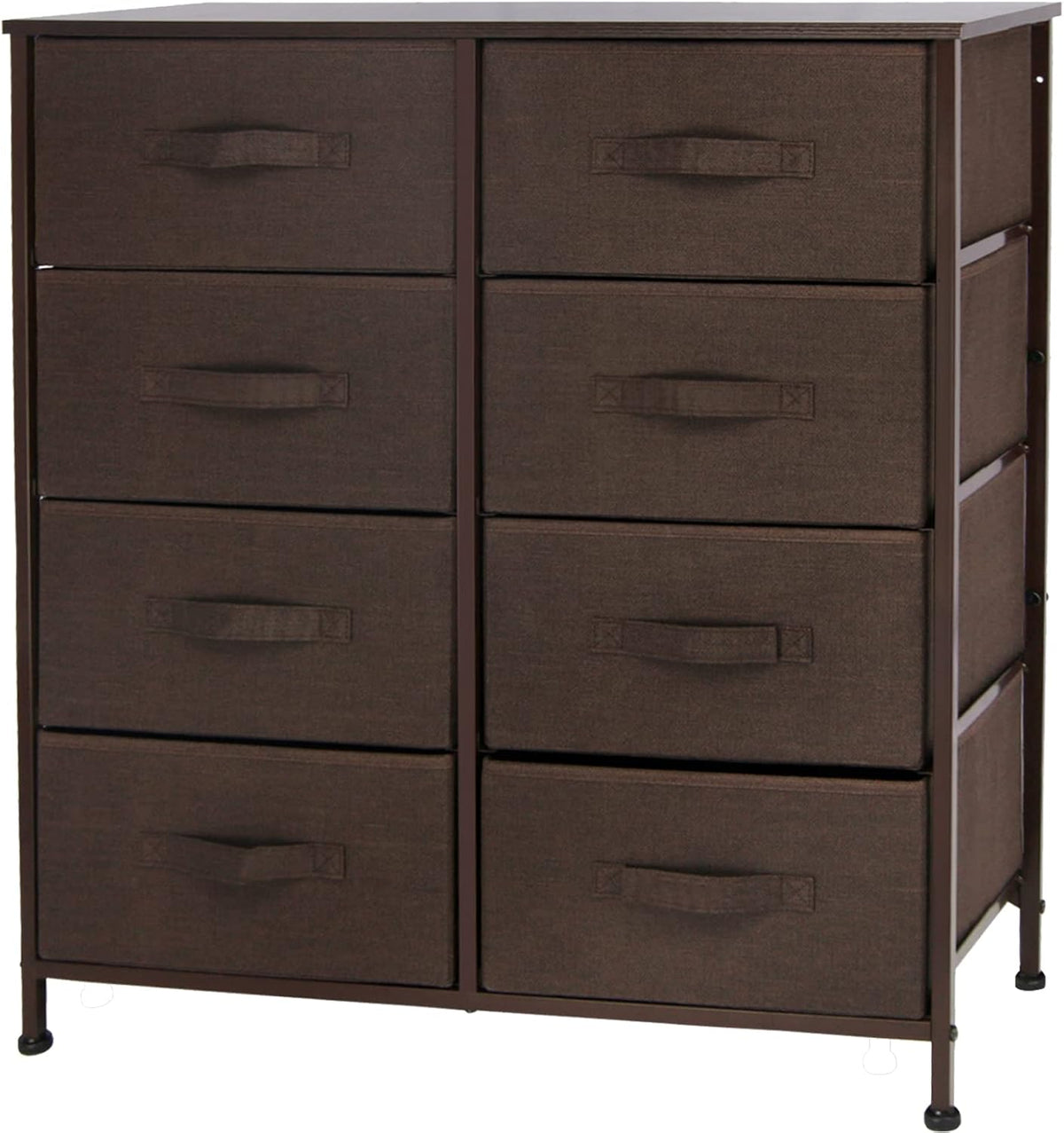 Dark Gray 8 Drawer Fabric Dresser with Wooden Top T28459