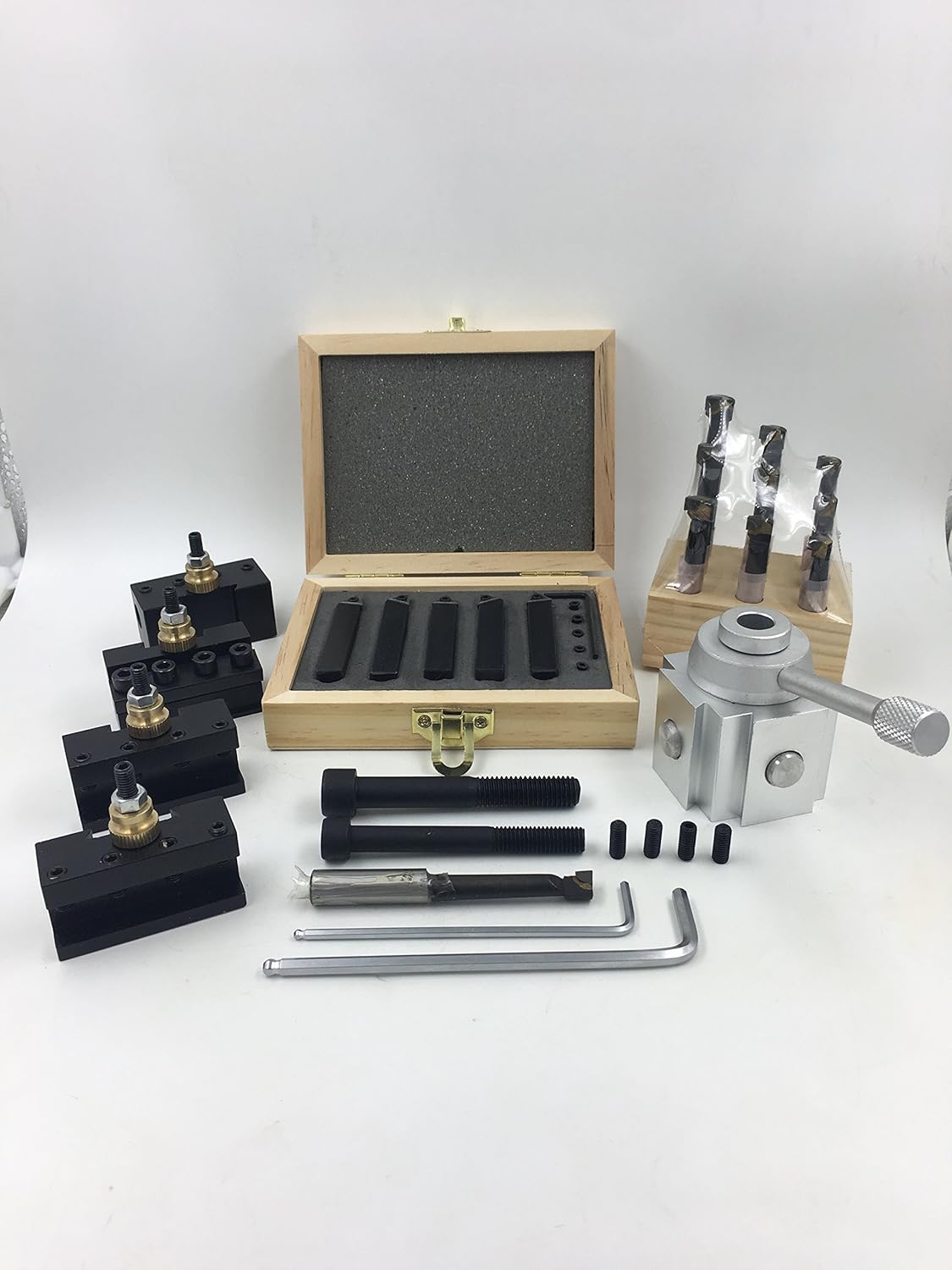 Quick Change Tool Post Holder Set with Boring Bar and Carbide Inserts D238139