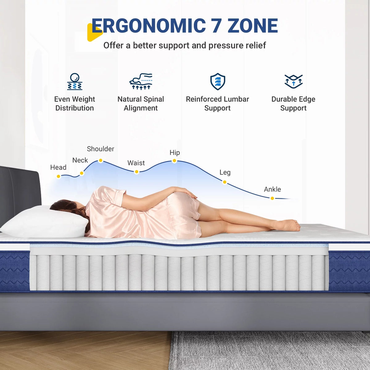 12" Gel Memory Foam and Pocket Spring Hybrid Queen Mattress T832141