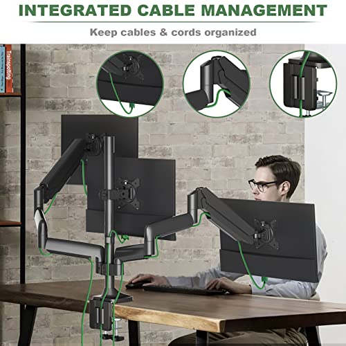 Triple Monitor Mount, Fully Adjustable Gas Spring, VESA 75x75/100x100mm D511