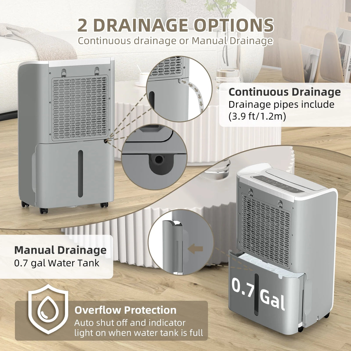 70 Pints 4,500 Sq. Ft. Dehumidifier with Drain Hose Y454