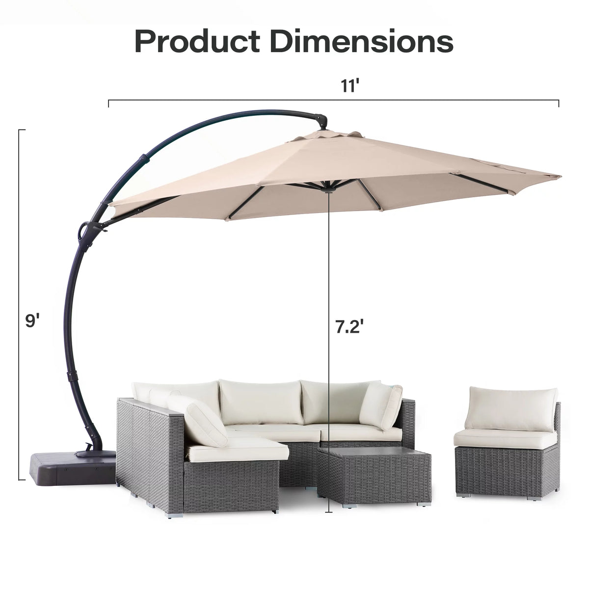 11FT Patio Umbrella with Base Q333