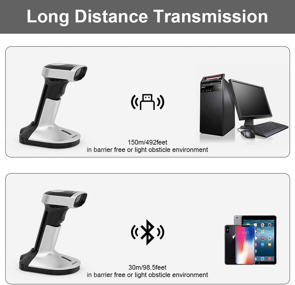 Wireless and Wired Handheld Barcode Scanner with Stand, Pack of 2 Y864