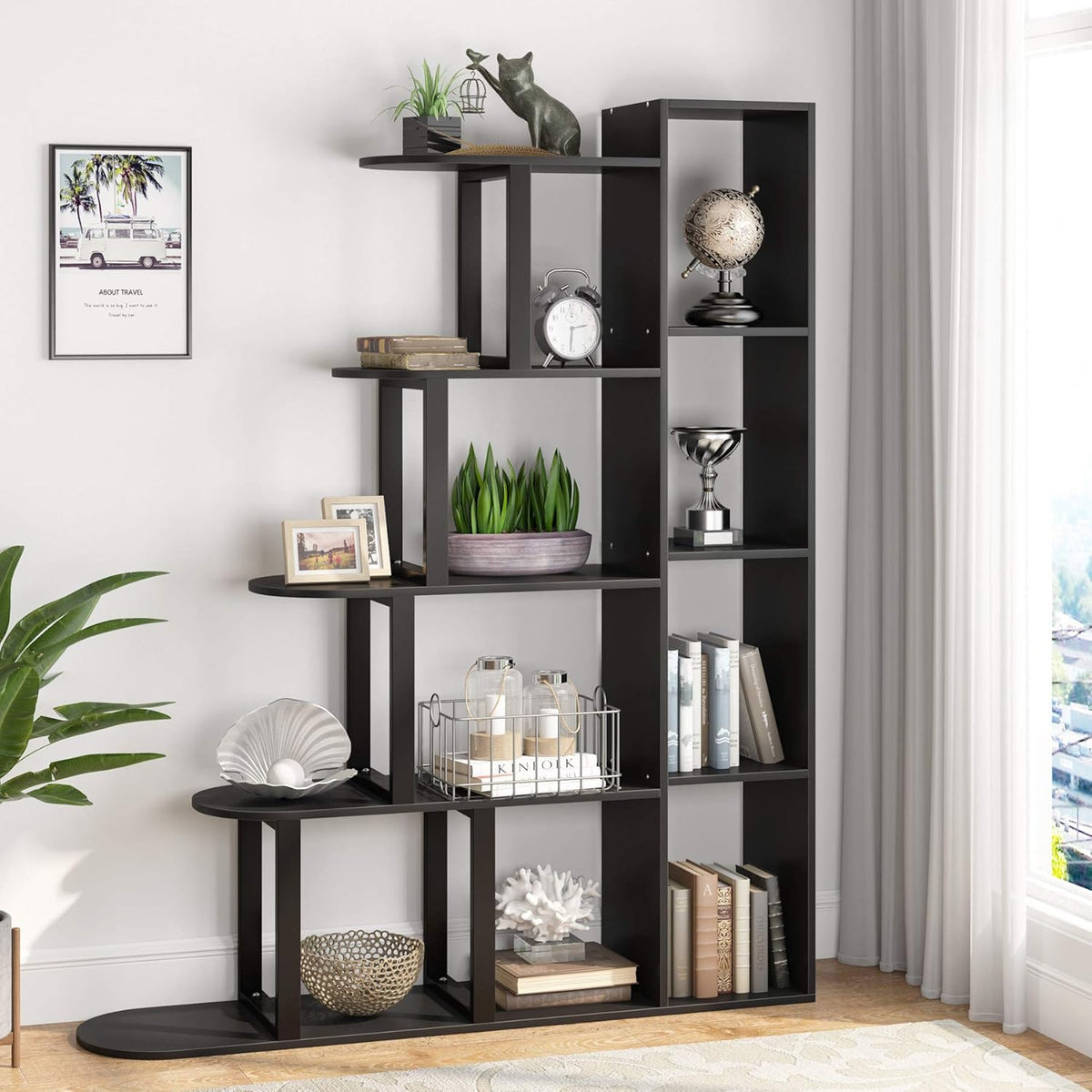 5-Tier Corner Ladder Shelf Rustic Brown N69902