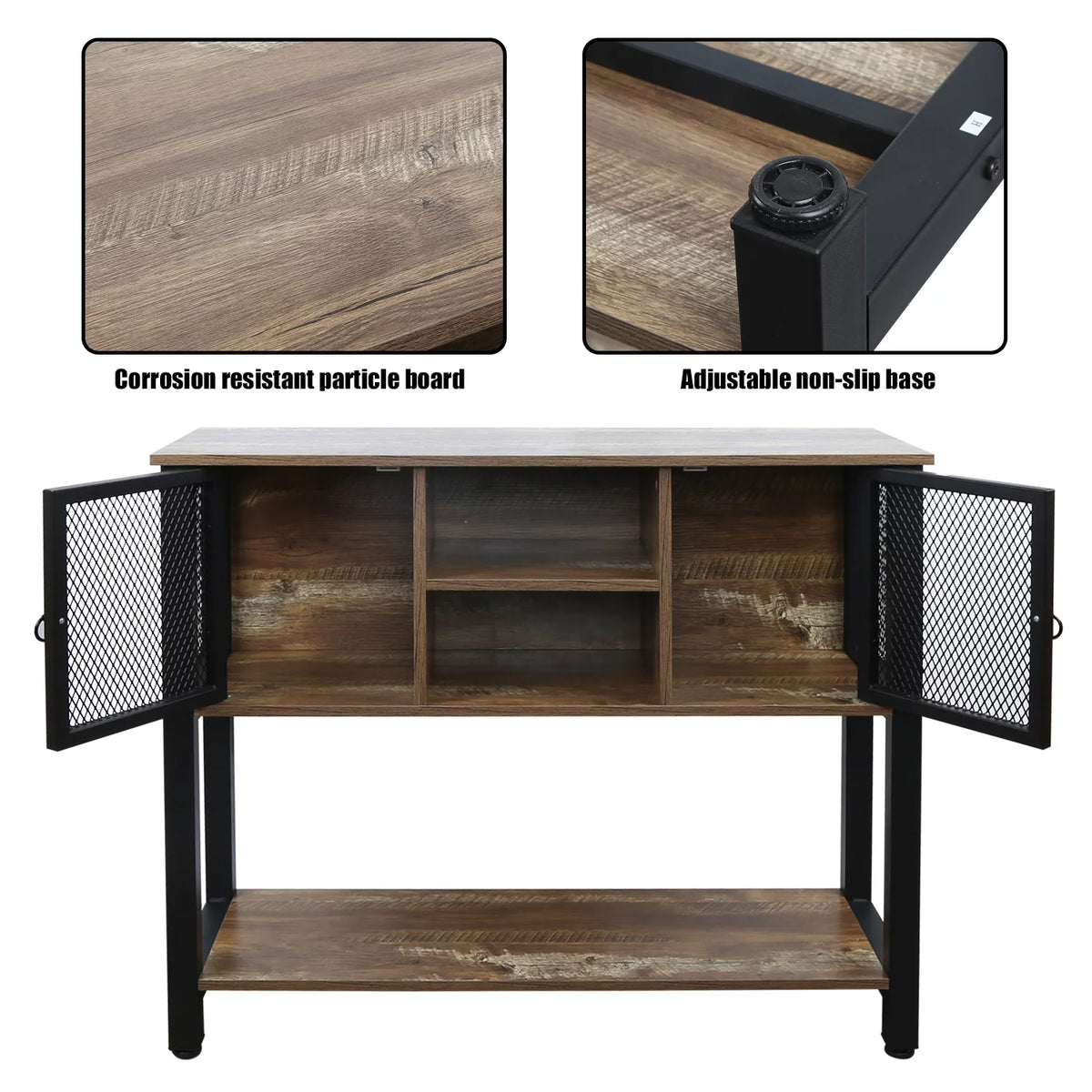 Brown Buffet Sideboard with Storage Shelves L86463