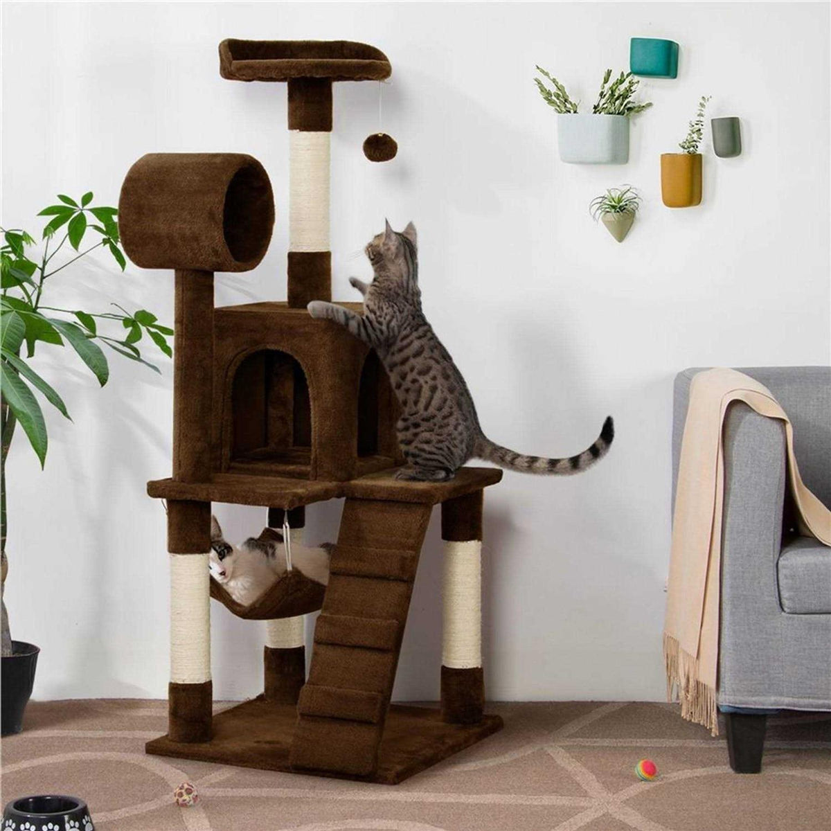 51-in Plush Multi-Cat Tree & Condo V36065