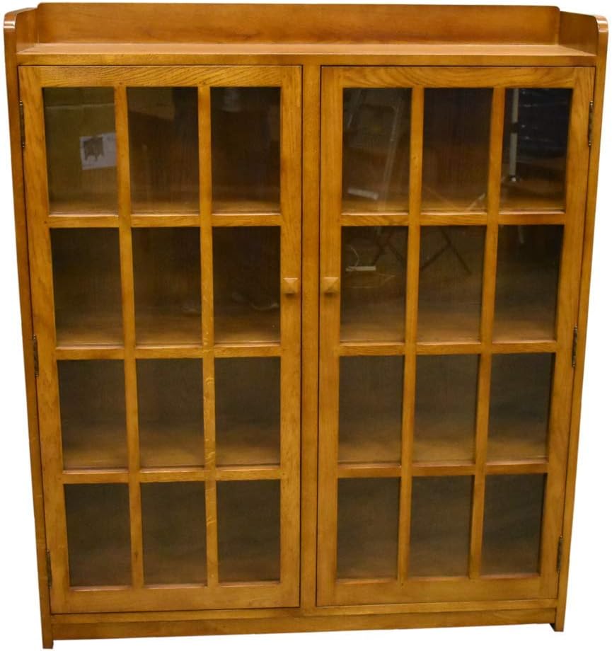 Mission Oak 2 Door Bookcase with Glass Doors A9867