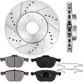 Front 278mm 5 Lug 2 Rotors Ceramic Brake Pads and Clips H28203