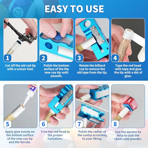 11-in-1 Aluminum Alloy Pool Cue Tip Shaper B786