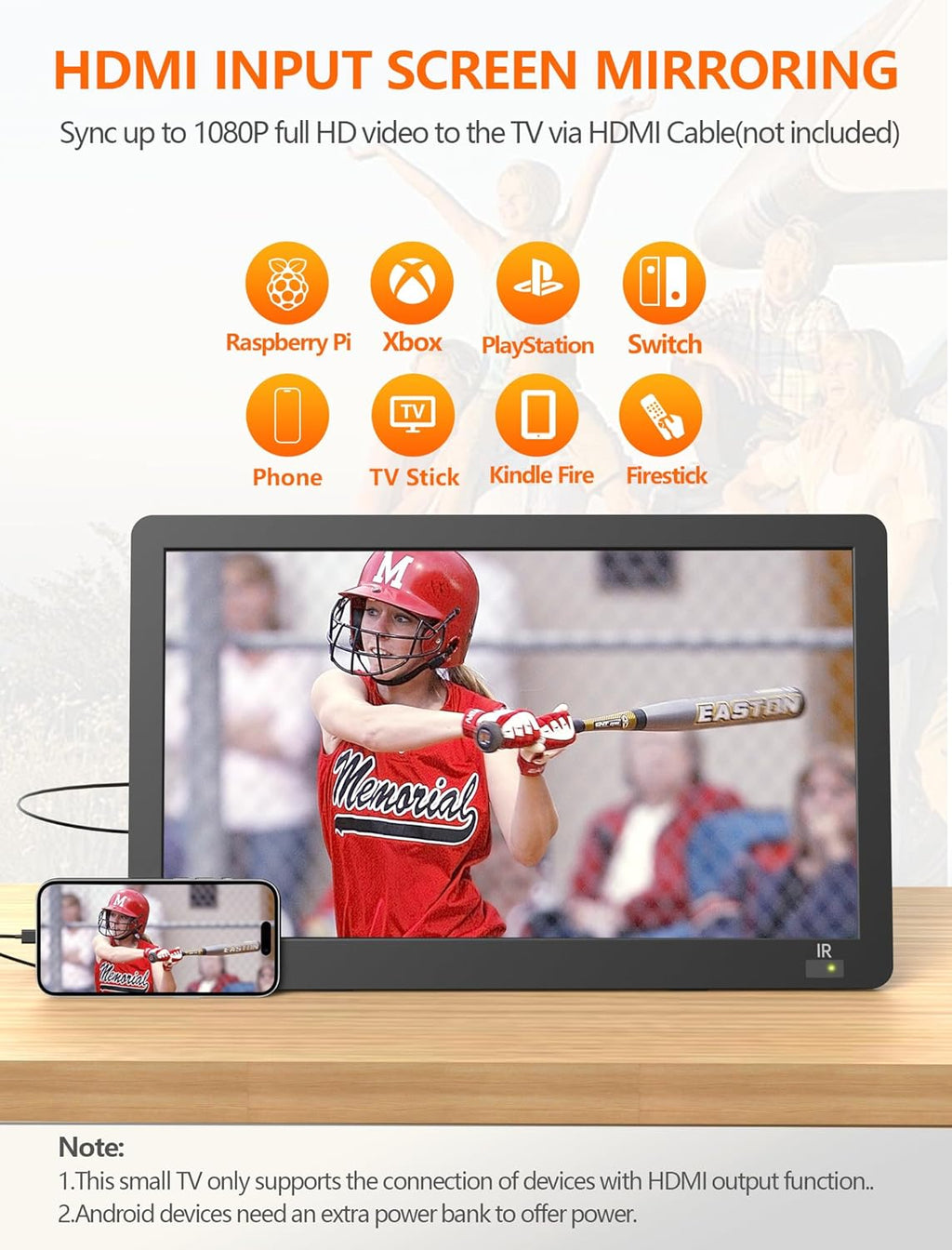 14.2" Portable Mini TV LCD Monitor 1080P with Digital ATSC Tuner K480402