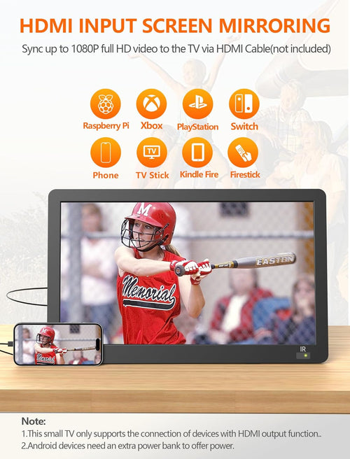14.2" Portable Mini TV LCD Monitor 1080P with Digital ATSC Tuner K480402