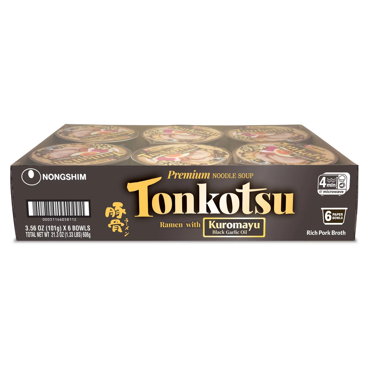 3.6oz X 6 Count Tonkotsu Spicy Pork & Black Garlic Ramyun Ramen Noodle Soup O479