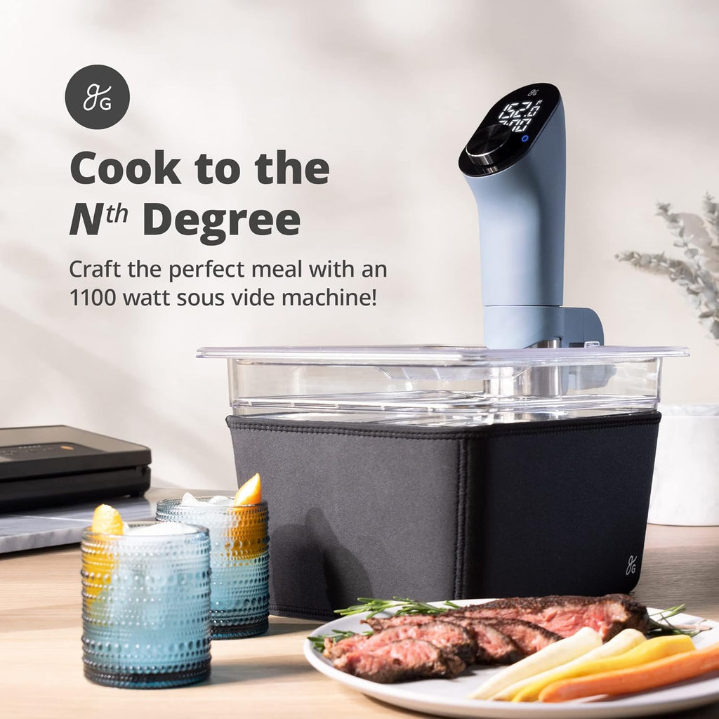 Stone Blue Sous Vide Cooker with Container and Silicone Weights A839190