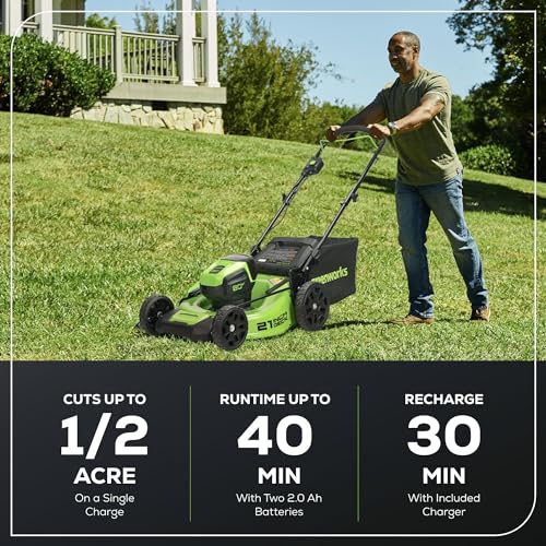 80V 21" Brushless Cordless Push Lawn Mower with 2.0Ah Batteries and Rapid Charger Y264300