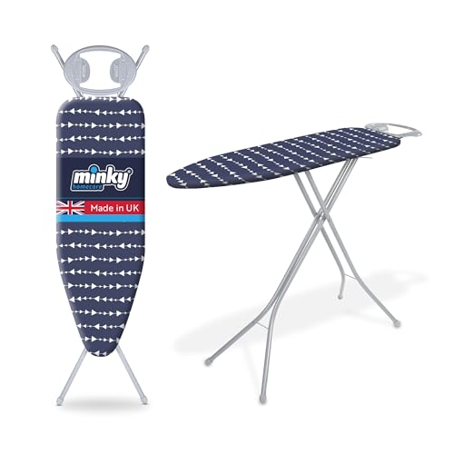 Grey 4-Leg Freestanding Full Size Ironing Board with Iron Rest J119957