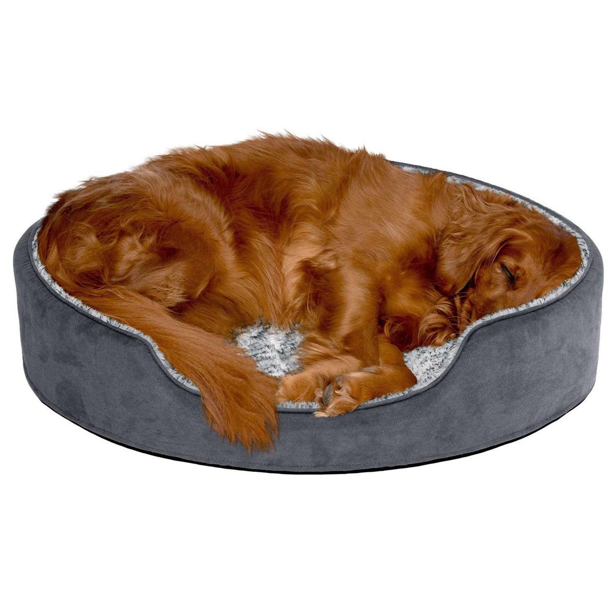 Two-Tone Fur & Suede Oval Dog Bed N45716