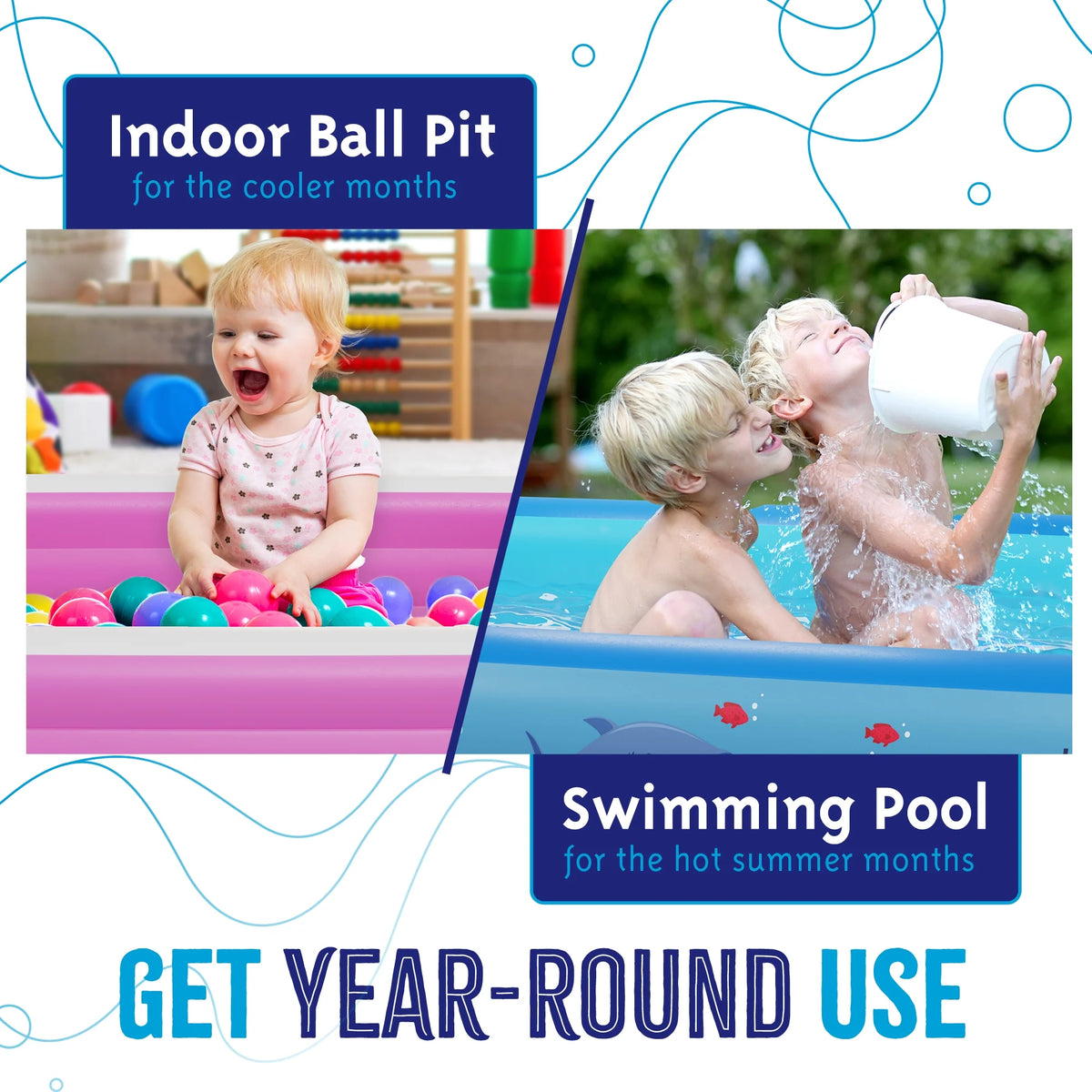Inflatable Swimming Pool with Built-in Air Pump Pink Large A425786