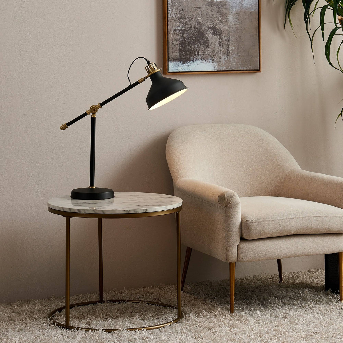 Faux-Marble Round Side Table S71900